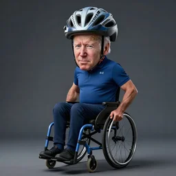 hyperrealistic mixed media image of joe biden in a wheelchair wearing a bicycle!! helmet!!, stunning 3 d render inspired art by istvan sandorfi and greg rutkowski, perfect facial symmetry, realistic, highly detailed attributes and atmosphere, dim volumetric cinematic lighting, 8 k octane extremely hyper - detailed render, post - processing, masterpiece,