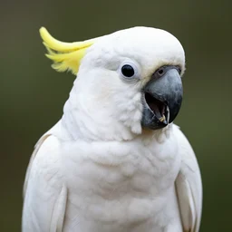 photo of an unhinged and aggressive cockatoo