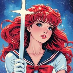 the sailor jupiter. beautiful, realistic painting by malevich. synthwave, thick linings, manga