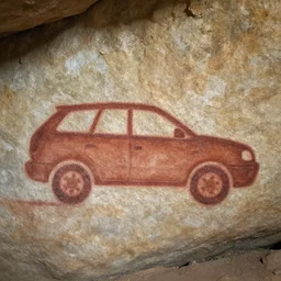 cave painting of a car
