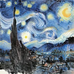 an ink painting of the night sky by xu beihong