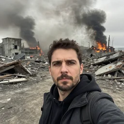 selfie taken in apocalyptic nuclear wasteland, trending on artstation