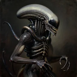 xenomorph by yoshu hashimoto chikanobu, baroque portrait painting, detailed octane render trending on artstation artgerm, 8 k artistic photography, volumetric cinematic perfect light, chiaroscuro, masterpiece, raphael, caravaggio, beksinski, rutkowski, giger