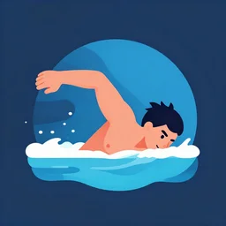 flat vector logo illustration of swimming athlete in the style of kurzgesagt