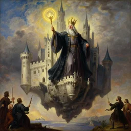 stunning male master wizard magically levitating a huge castle in the air, highly detailed painting by gaston bussiere, craig mullins, j. c. leyendecker, 8 k