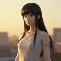 chrome woman by hajime sorayama, 4 k, 3 d render, golden hour