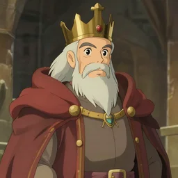 portrait of a medieval old king, artstation, cartoon, highly detailed clean outstanding digital art by ghibli!, makoto shinkai!, bluth!, fujita goro!, giraud!, ghailan! 8 k