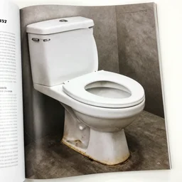 an advertisement for a used toilet, hyper realistic, in a magazine.