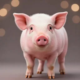 A studio portrait of the cutest pink piglet you\'ve ever seen, highly detailed, bokeh, 90mm, f/1.4