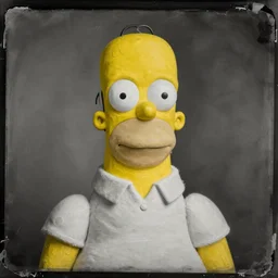 tintype photo of real - life homer simpson, painted by lucian freud