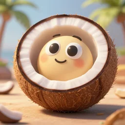 ko ko ko ko ko nut ( ko ko nut ), coconut, coconut, cartoon, cartoon, highly detailed vfx, cinematic, volumetric lighting,