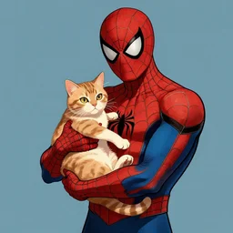 franklin booth illustration spider - man holding a cat