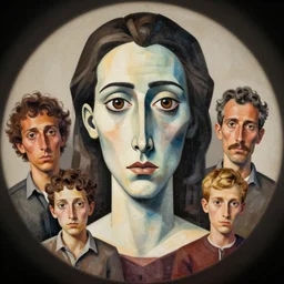 Pablo Picasso portrait, kim jung gi style, Greg Rutkowski, Zabrocki, Karlkka, Jayison Devadas, trending on Artstation, 8K, ultra wide angle, zenith view, pincushion lens effect