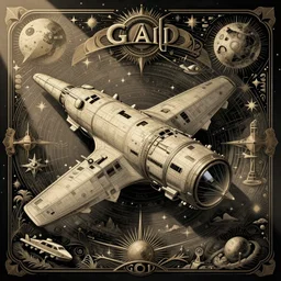 gaia starship, intricate vintage solarpunk illustration by tim doyle