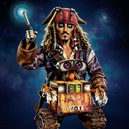 pirates of the caribbean in space movie poster, starring wall - e