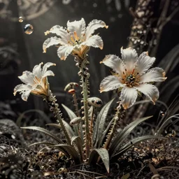 autochrome photo of an alien flowers, extraterrestrial biology
