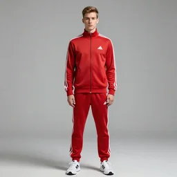 zoomed out view of a very skinny white man super villain that wears a red adidas track suit and wields two oars as weapons, comic book art by artgerm and alex ross, featured on artstation, cgsociety
