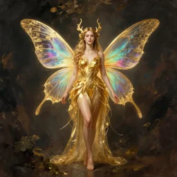 full body portrait of a beautiful faerie, golden ratio, detailed, rainbowshift, by jean - baptiste monge and maxfield parrish and artgerm