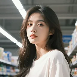 A girl in Wal-Mart, CCTV footage, View from the ceiling