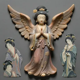 realistic hyperdetailed design of chinese, plasticine wet shiny angel, chinese ornament, victo nga, fumo yoshitoshi, ren jing jeong, feifei ruan, peter mohrbacher, takato yamamoto