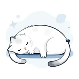 sleeping cat modern flat design style illustration with line elements,