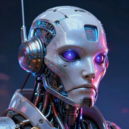 maximalist detailed scifi robot head portrait. lowbrow scifi artwork by kidsquidy. ray tracing hdr polished sharp in visionary psychedelic fineart style inspired by alex grey and cameron gray
