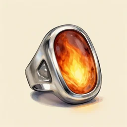 platin ring with an ember inlay, dnd magic item, illustration