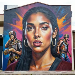 hypperealistic mural, perfect human shape and face,'saints'street gang mural