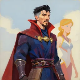 jon foster portrait painting of partially armored as doctor strange as overwatch character, evergarden, medium shot, asymmetrical, profile picture, organic painting, sunny day, matte painting, bold shapes, hard edges, illustration, trending on artstation, by huang guangjian, gil elvgren, ruan jia, greg rutkowski, gaston bussiere