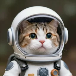 a cute cat wearing a space helmet, by Artgerm