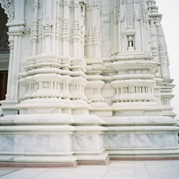 disorienting white marble temple. soft lighting, film photography