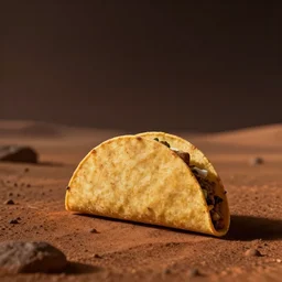a lonely taco on mars, photograph,