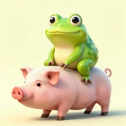 frog riding a pig photo