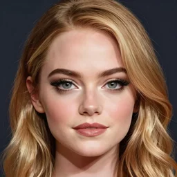 emma stone portrait, cartoon face, doll face, glam, character art, digital illustration, big eyes, triangular face, semirealism, ealistic shaded perfect face, fine details, realistic shaded lighting, poster by vince ruz and samdoesarts and sam yang