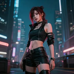 Ahri, cyberpunk city, cinematic photograpy