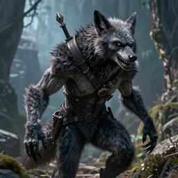 Werewolf, high detail, ultra fantasy realism, high modernization, myths and legends, top level rendering, dynamic lighting, high saturation, cinematic, artstation, octane Render Substance Designer