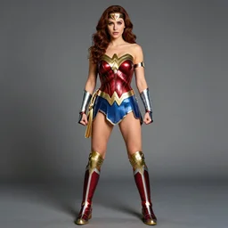 professional full length photograph of christina hendricks as wonder woman.  Extremely detailed. 8k