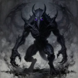 a deep shadow homunculus loxodontusentity with deep purple eyes, completely dark, dark shadow, no color, with black magic powers, ultra realistic, 8 k, organic painting, trending on artstation, by huang guangjian, gil elvgren, ruan jia, randy vargas, greg rutkowski