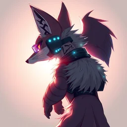 an anthropomorphic cyberpunk fox, backlighting, trending on artstation, digital art, furry art, trending on furaffinity, fantasy art, by kawacy, view from side, fluffy tail