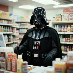 film still of Darth Vader working as a clerk in a convenience store in Clerks movie 1994