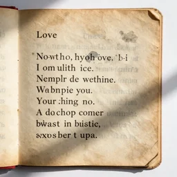 a sinlge torn page with a love poem written in ink, paper is weathered and stained while the text is smudged worn disintegrated discolored