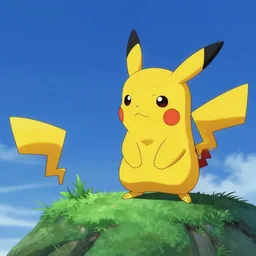 Spock analyzing Pikachu on a distant plant, still frame from star Trek