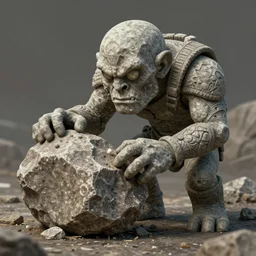 a stone golem eating a big rock, greg rutkowski, 8 k, shallow depth of field, intricate detail, concept art,