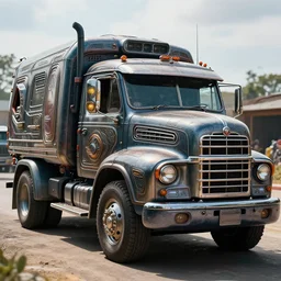 retro futuristic vintage truck, atmospheric lighting, painted, intricate, volumetric lighting, beautiful, daytime, sunny weather, slight overcast, sharp focus, deep colours, ultra detailed, by leesha hannigan, ross tran, thierry doizon, kai carpenter, ignacio fernandez rios