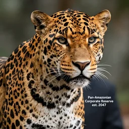 A jaguar man, the CEO of the Pan-Amazonian Corporate Reserve (est. 2047), ponders his next move