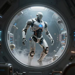 inside cyborg spaceship by Stephan Martiniere, masterpiece , volumetric light