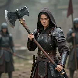 photo of a female executioner warrior with a giant axe