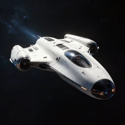 sleek spacecraft travelling through deep space in the style of Syd Mead , digital concept art, cinematic lighting
