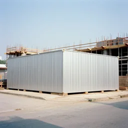 a beautiful realistic photo of the construction site, storage outside, street 1 9 9 0, life magazine reportage photo