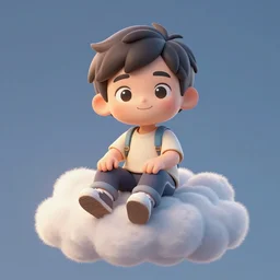 a cute man sitting on the clouds, artstation, digital painting, high detail, high resolution